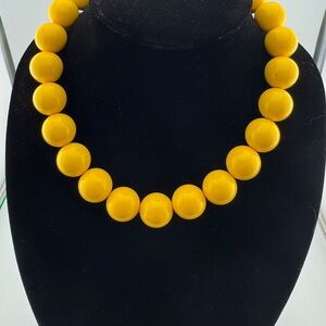 Vintage Mid-Century Vibrant Yellow Bead Statement Necklace | Pop-Art Bold Retro